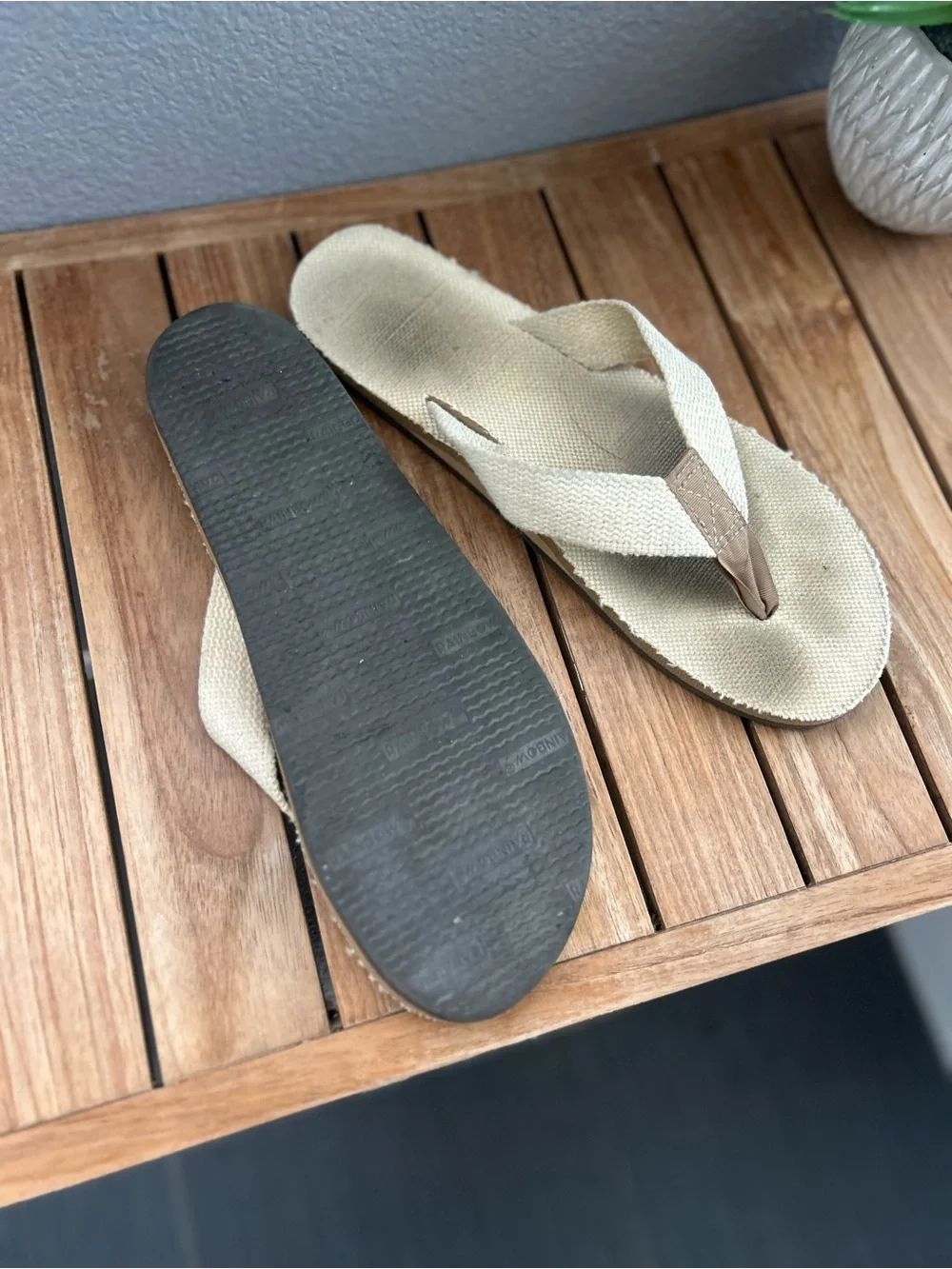 Rainbows- Beige Canvas Women's Flip Flop Sandals